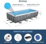 Bestway Power Steel 18′ x 9′ x 48″ Rectangular Metal Frame Above Ground Outdoor Swimming Pool Set with 1,500 GPH Filter Pump, Ladder, and Pool Cover - Image 5