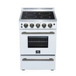 Loiano 24 Inch Freestanding Electric Range in White, Storage Drawer, 4 Elements 6,000W, 2.3 cu.ft., Adjustable Legs FFSEL6069-24WHT