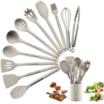 12-Piece Silicone Kitchen Cooking Utensils Set with Stainless Steel Handle