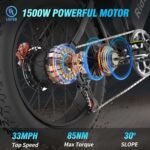 Ridstar Electric Bike for Adults 1500w 33mph,48v 20ah Electric Bicycle,20″ Fat Tire,7-Speed Mountain Bike Ul2849 - Image 7
