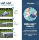 Bestway Power Steel 18′ x 9′ x 48″ Rectangular Metal Frame Above Ground Outdoor Swimming Pool Set with 1,500 GPH Filter Pump, Ladder, and Pool Cover - Image 3