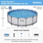 Bestway Steel Pro MAX 10 Foot x 30 Inch Round Metal Frame Above Ground Outdoor Backyard Swimming Pool Set with 330 GPH Filter Pump - Image 4