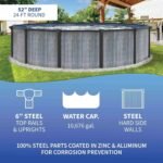 Blue Wave San Pedro 24-ft Round 52-in Deep 6-in Top Rail Above Ground Steel Wall Swimming Pool - Image 7