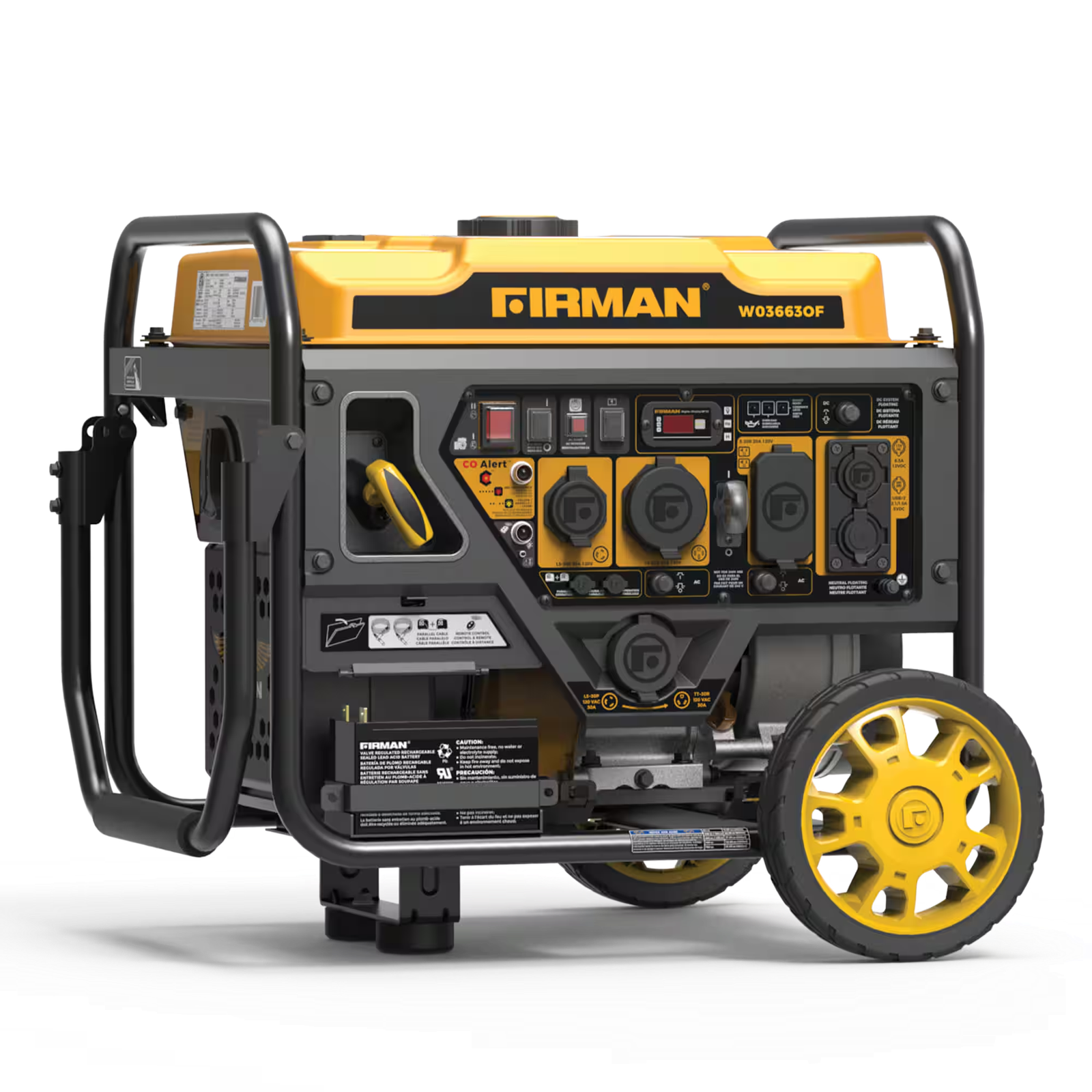 imgi_88_917374b9-4d23-40bb-85c7-6cbb806a47d1.png Firman - W03663OF Electric & Remote Start 120V RV Ready 4500-Watt Gasoline Open Frame Inverter Portable Generator with CO Alert - Gold, Black - Image 1